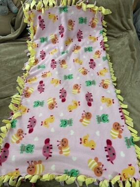 Handmade Animal & Bugs Baby Crib 25” X 51” Fleece Tied Bug Throw Blanket